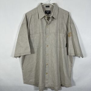Rocawear Short Sleeve Button Up Linen Blend Shirt Mens Size Large Beige Relaxed